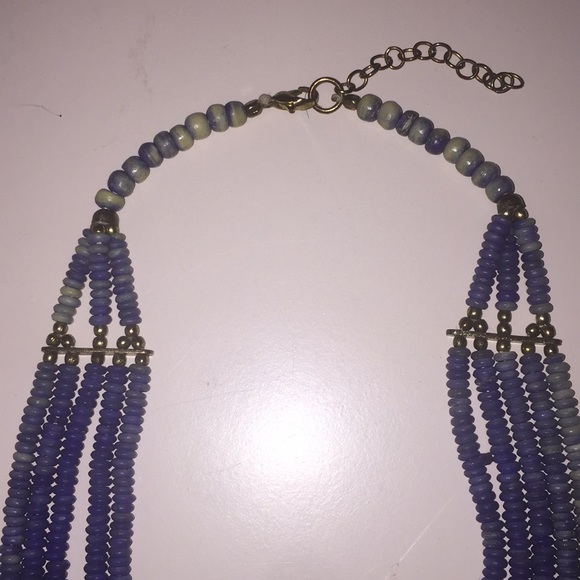 Zara blue and gold beaded necklace - Picture 4 of 5
